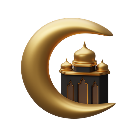 Crescent with mosque  3D Icon