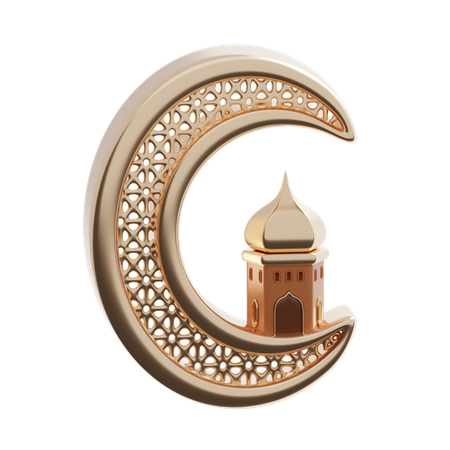 Crescent with mosque  3D Icon