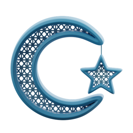 별이 있는 초승달  3D Icon