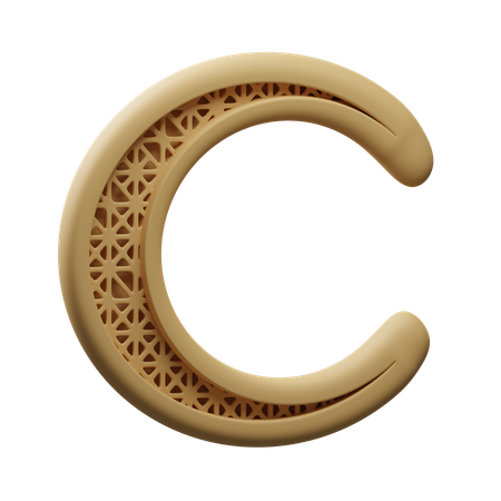 Crescente dourado com ornamento  3D Icon