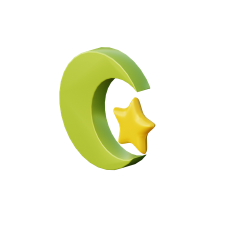 Crescente e estrela  3D Illustration