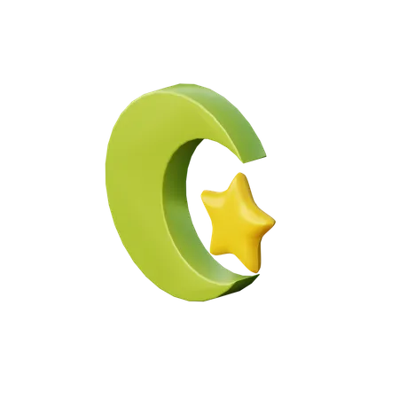 Crescente e estrela  3D Illustration