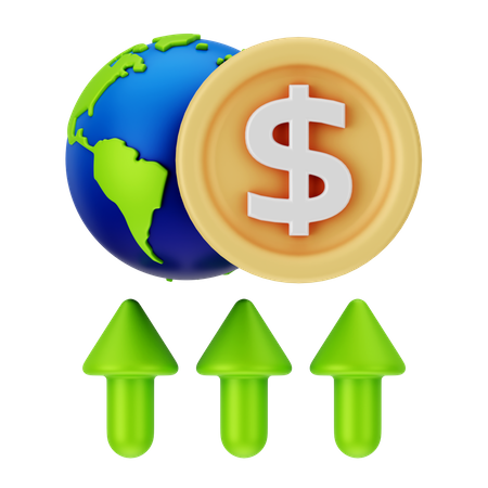 Crescimento da moeda global  3D Icon