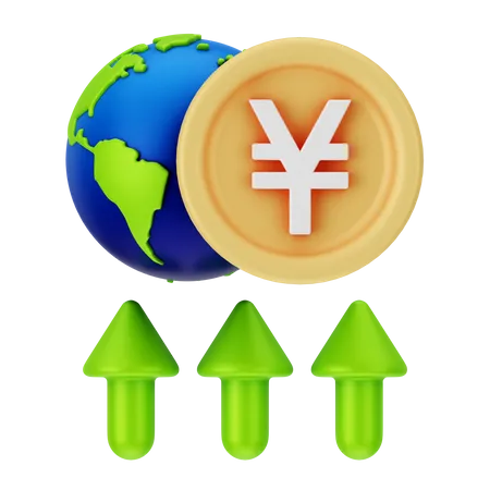 Crescimento da moeda global  3D Icon