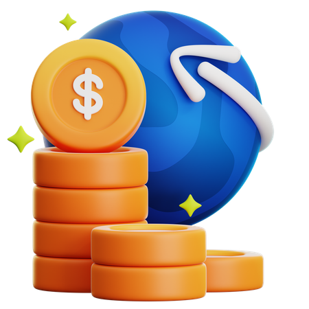 Crescimento da renda da economia global  3D Icon