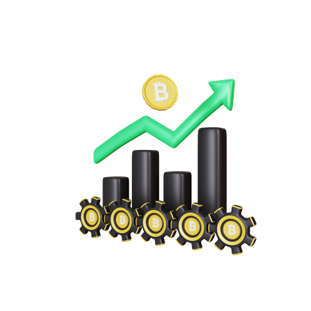 Crescimento do bitcoin  3D Illustration