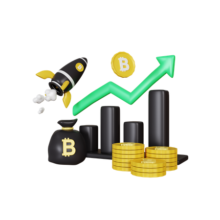 Crescimento do bitcoin  3D Illustration