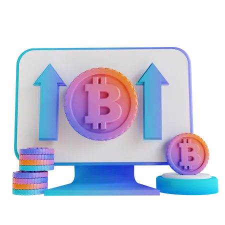 Crescimento do bitcoin  3D Illustration
