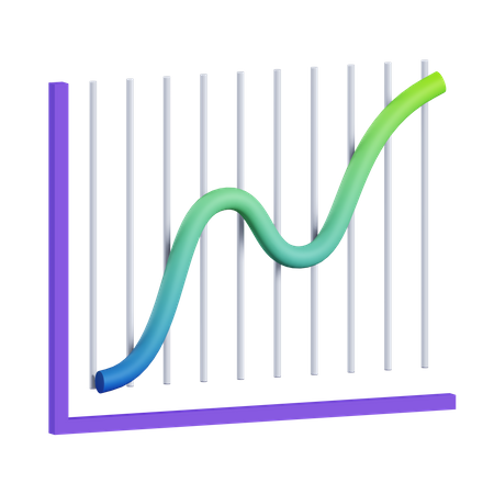 Crescimento do gráfico de linhas  3D Icon
