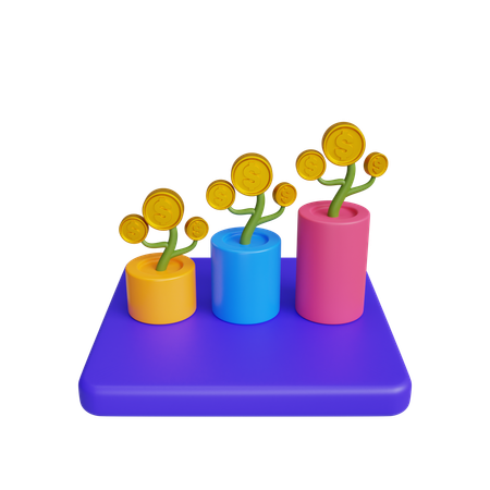 Crescimento do investimento  3D Icon