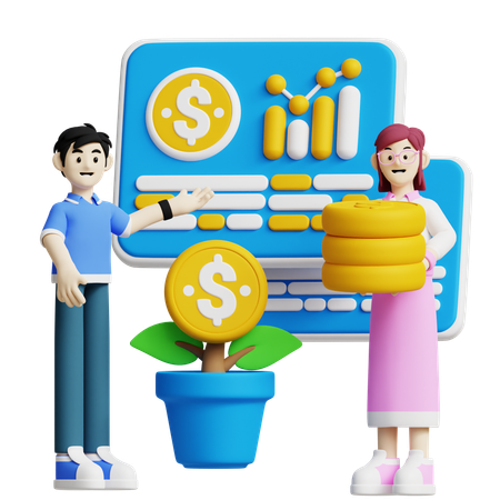 Crescimento do investimento  3D Icon