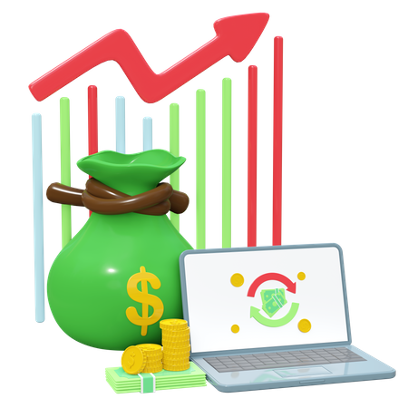 Crescimento do investimento financeiro  3D Icon
