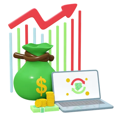 Crescimento do investimento financeiro  3D Icon