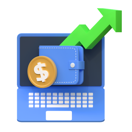 Crescimento do investimento on-line  3D Icon