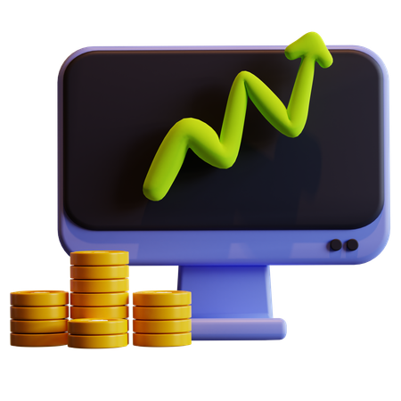 Crescimento do investimento on-line  3D Icon