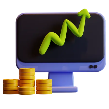 Crescimento do investimento on-line  3D Icon