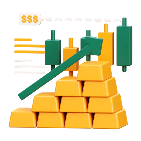 Crescimento do mercado de ações  3D Icon