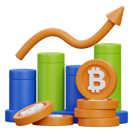 Crescimento do valor do bitcoin  3D Icon