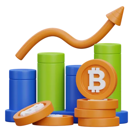 Crescimento do valor do bitcoin  3D Icon