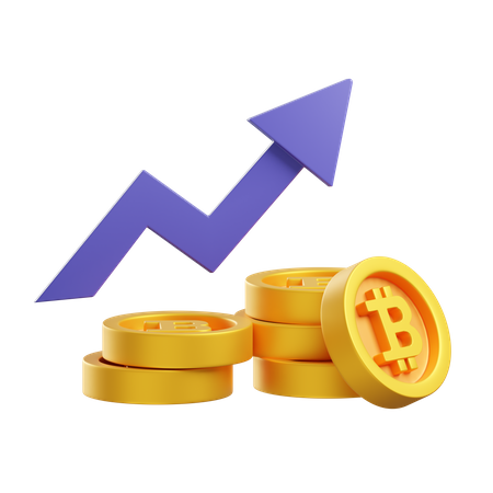 Crescimento do valor do bitcoin  3D Icon