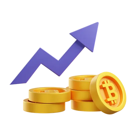 Crescimento do valor do bitcoin  3D Icon