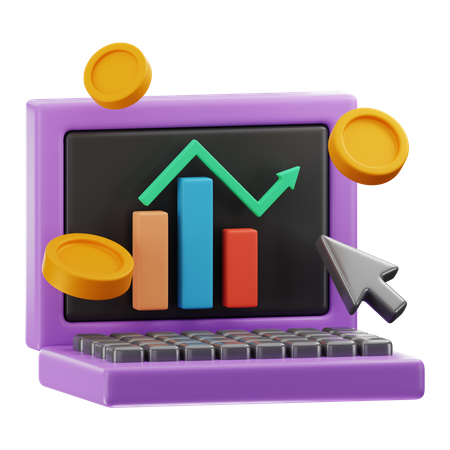 Crescimento financeiro on-line  3D Icon