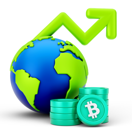 Crescimento global do bitcoin  3D Icon