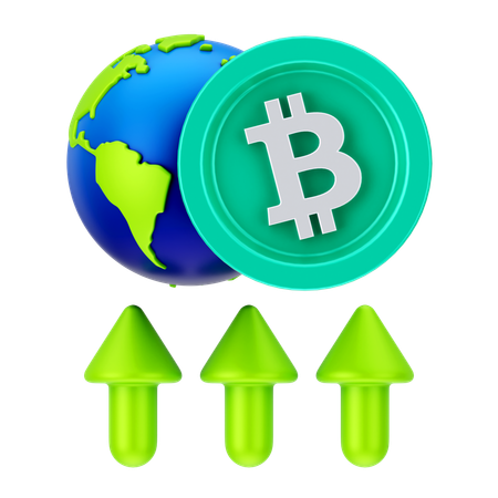 Crescimento global do bitcoin  3D Icon