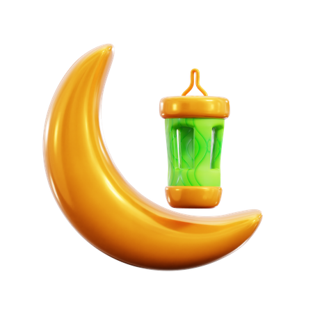 Cresent moon with latern  3D Icon