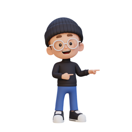 Menino apontando para a direita  3D Icon