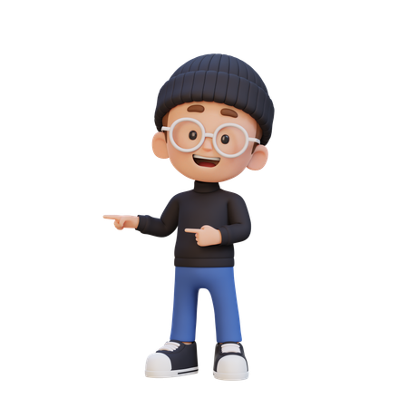 Menino apontando para a esquerda  3D Icon