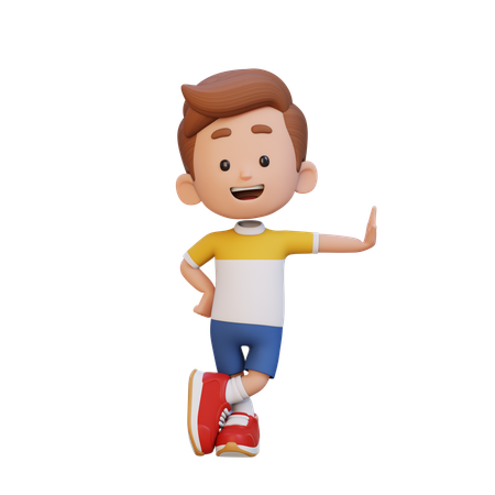 Menino deitado em parede transparente  3D Icon