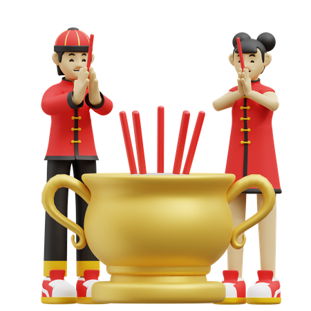 Crianças chinesas estão rezando  3D Icon