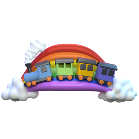 Crianças em um trem de brinquedo  3D Icon