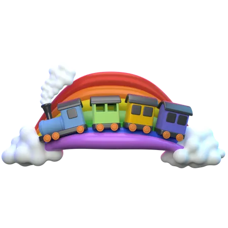 Crianças em um trem de brinquedo  3D Icon