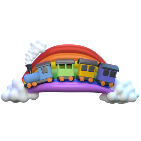 Crianças em um trem de brinquedo  3D Icon