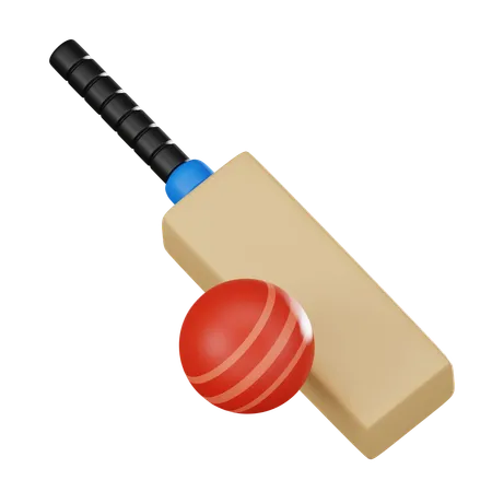Sports Concepts A Cricket Bat And Ball Perfect For Highlighting The Excitement And Energy Of Cricket Matches And Athletic Activities 3 D Render Illustration 3D Icon