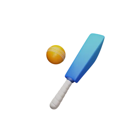 Cricket Bat And Ball Sport Equipment 3 D Render Icon 3D Icon