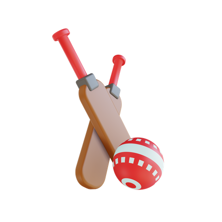Cricket Ball And Bat  3D Icon