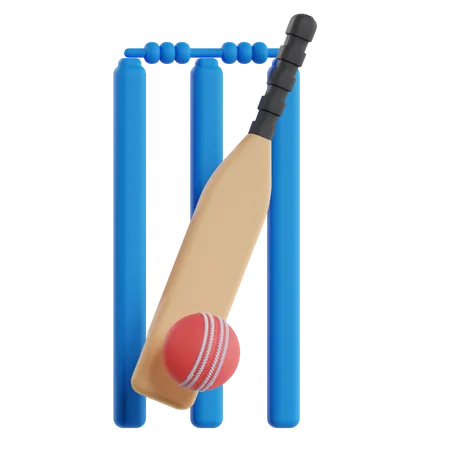 Cricket Bat And Ball  3D Illustration