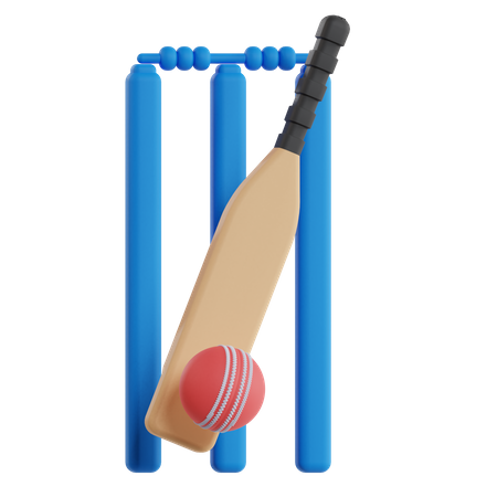 Cricket Bat And Ball 3D Illustration