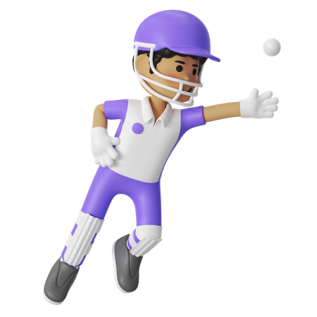 Cricket Catch The Ball Boy  3D Illustration