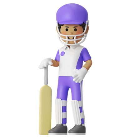 Cricket Cool Pose Boy  3D Illustration