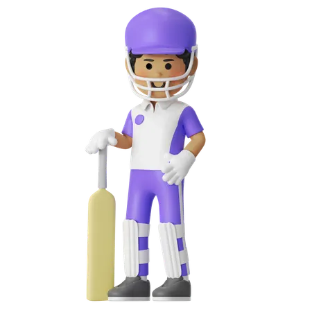 Cricket Cool Pose Boy  3D Illustration