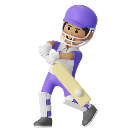 Cricket Hit The Ball Boy  3D Illustration