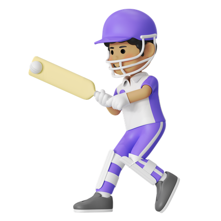 Cricket Long Shot Boy  3D Illustration