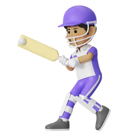 Cricket Long Shot Boy  3D Illustration