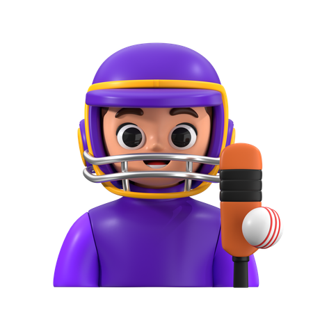 Cricket Player  3D Icon