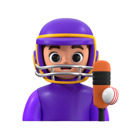 Cricket Player  3D Icon