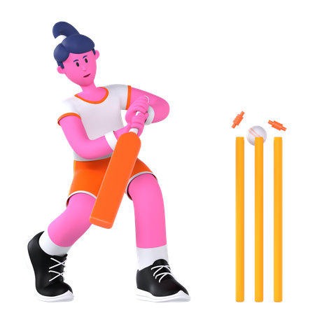 Cricket Player  3D Illustration